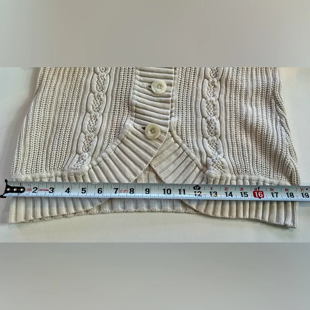 Bass Cable Knit Cream Cardigan Medium - Picture 9 of 14